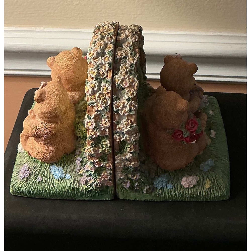 Leo Gift Co Teddy Bear Family Floral Arch Resin Bookends Pair Nursery Decor